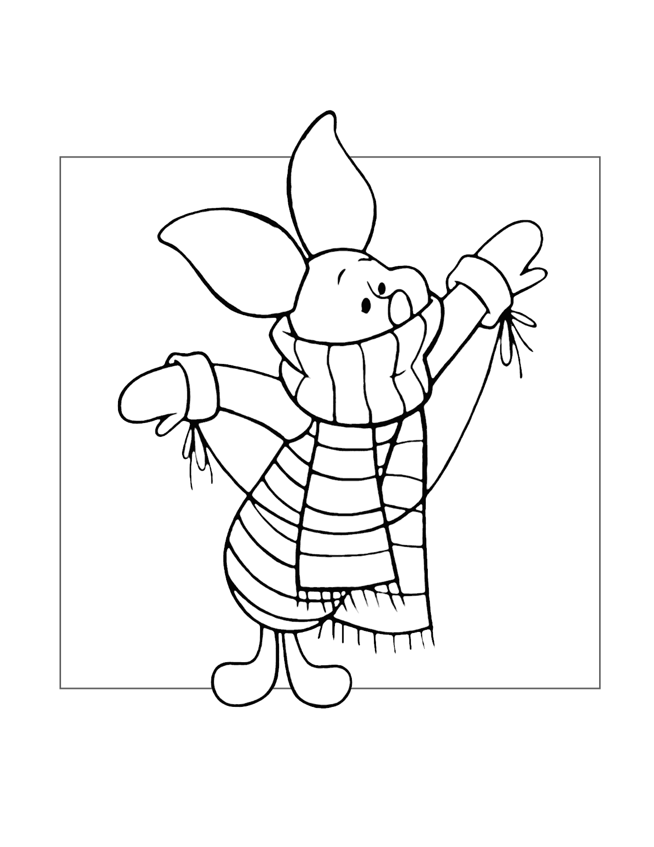 Winter Piglet Coloring Page
