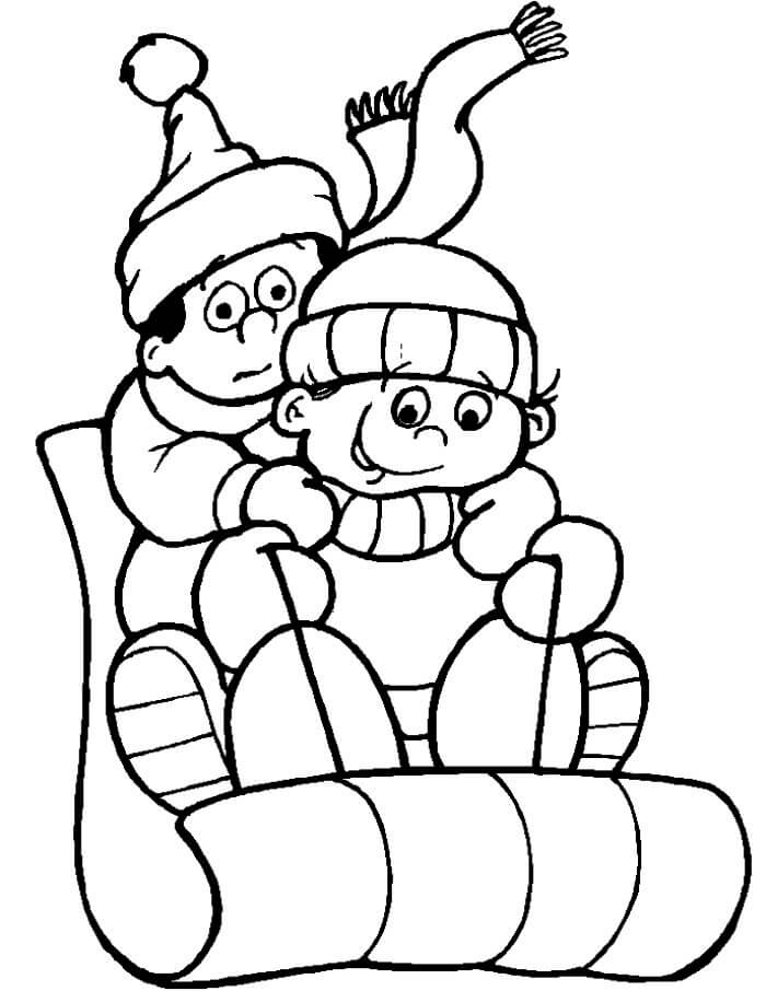 Winter Sledding Coloring Pages