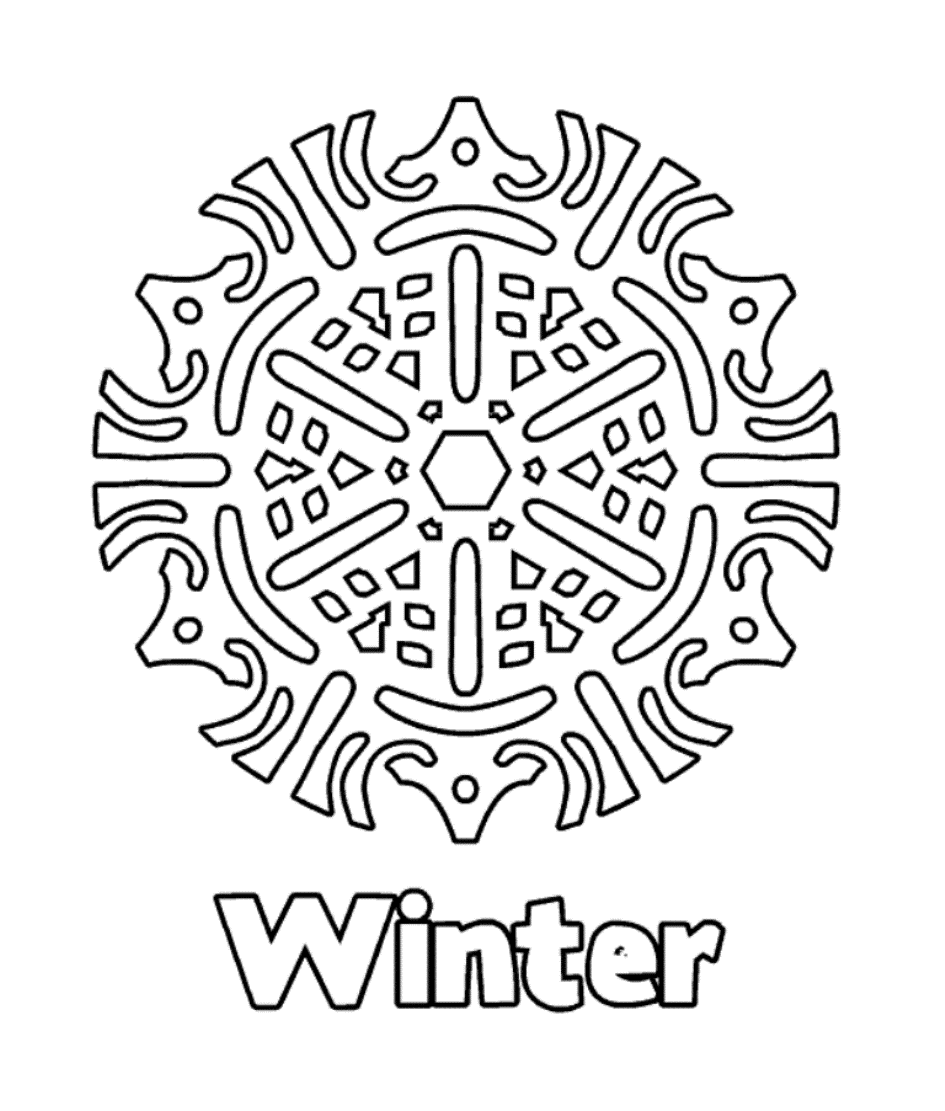 Winter Snowflake Design Coloring Page