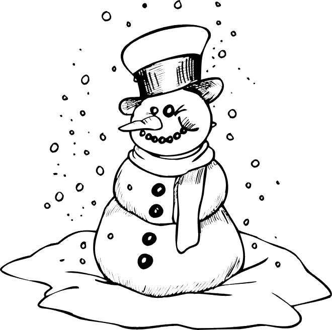 Winter Snowman Coloring Page Printable