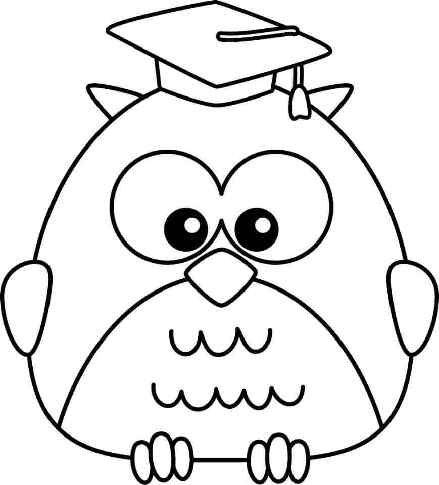 Wise Owl In Graduation Cap Coloring Page