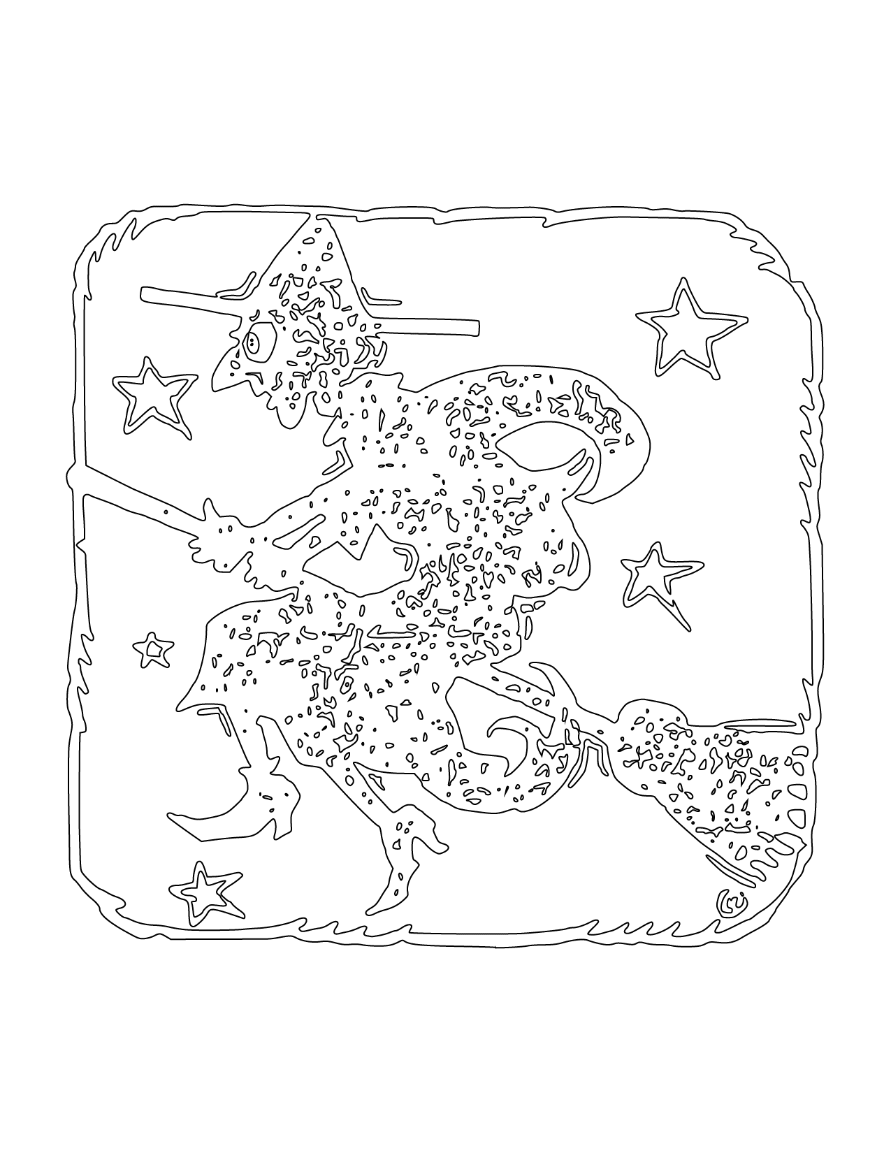 Witch On A Broom Art Coloring Page
