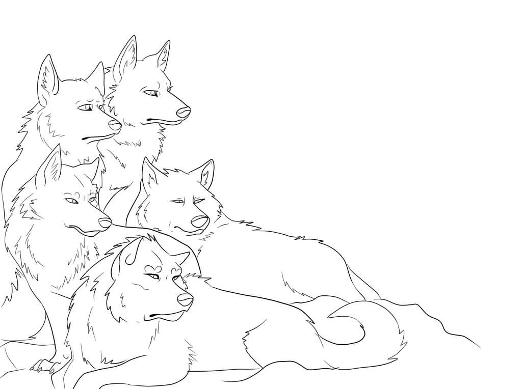 Wolf Family Coloring Page