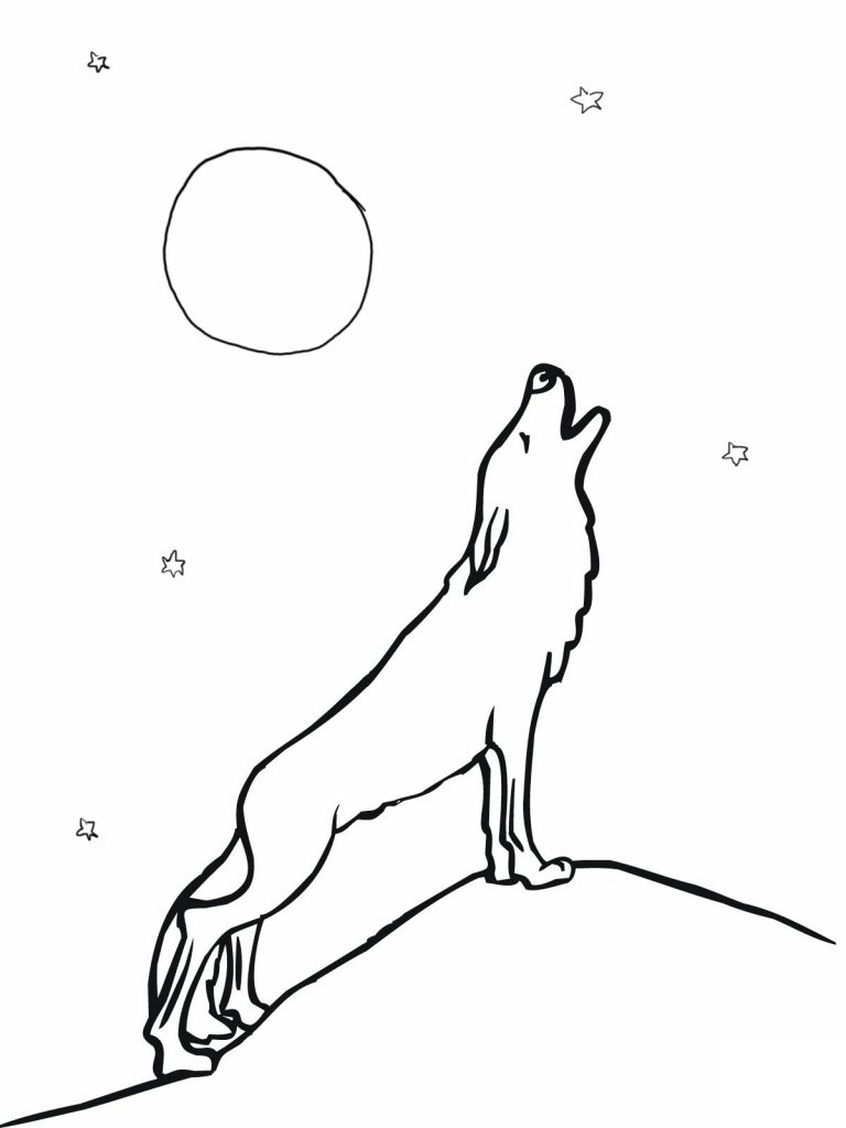 Wolf Howling Animal Coloring Pages