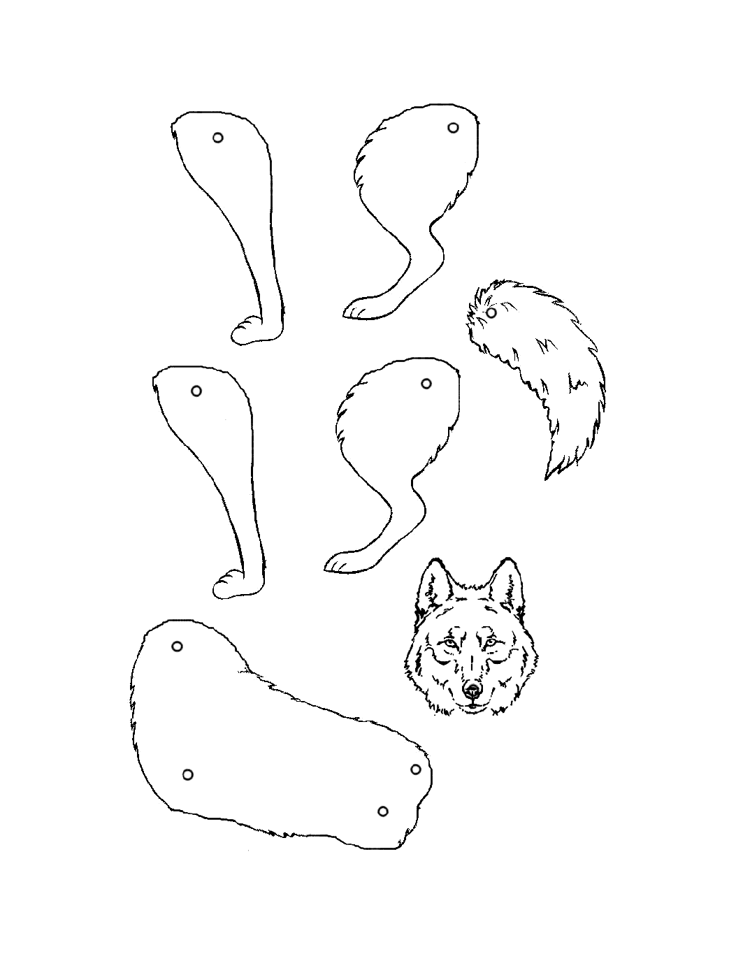 Wolf Paper Doll Template