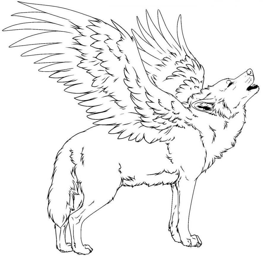 Wolf With Wings Coloring Pages Free