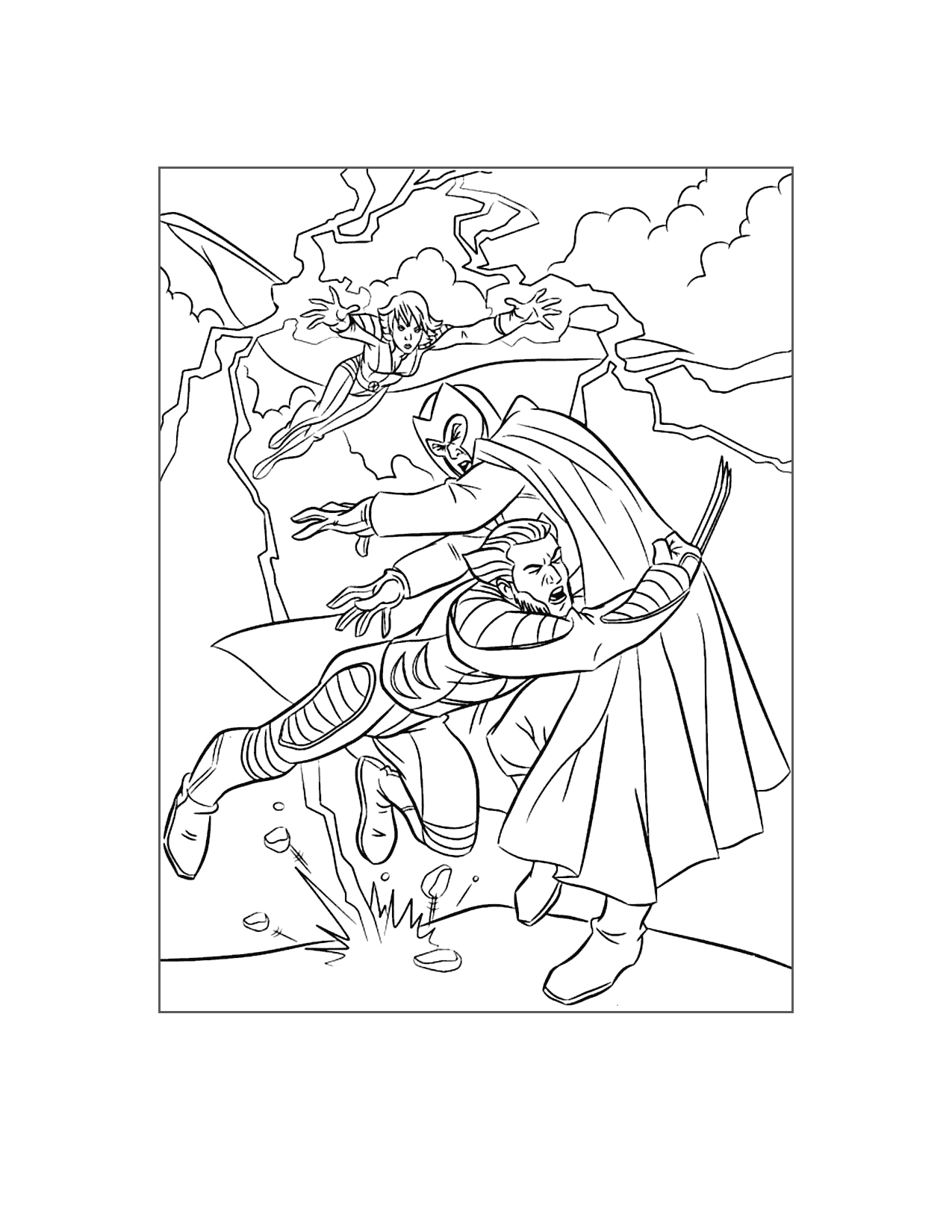 Wolverine Fighting Magneto Coloring Page