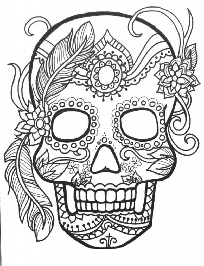 Woman Sugar Skull Coloring Page