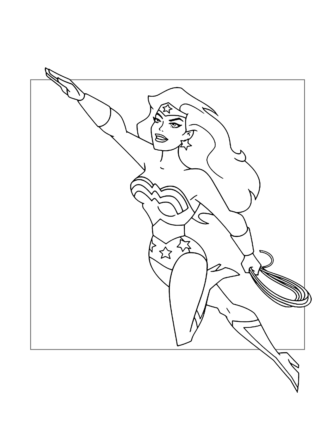 Wonder Woman Flies Coloring Page