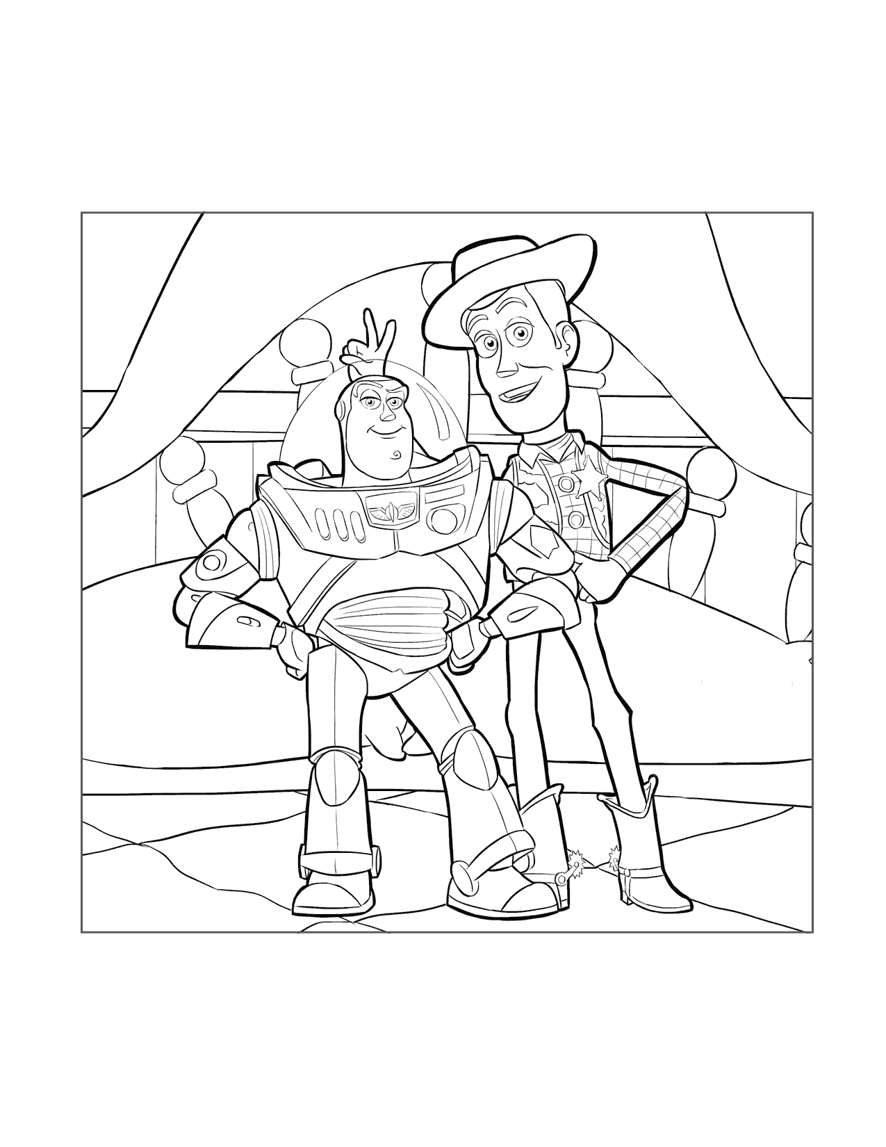 Woody Buzz Bunny Ears Coloring Page
