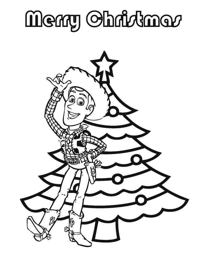 Woody Toy Story Christmas Coloring Page