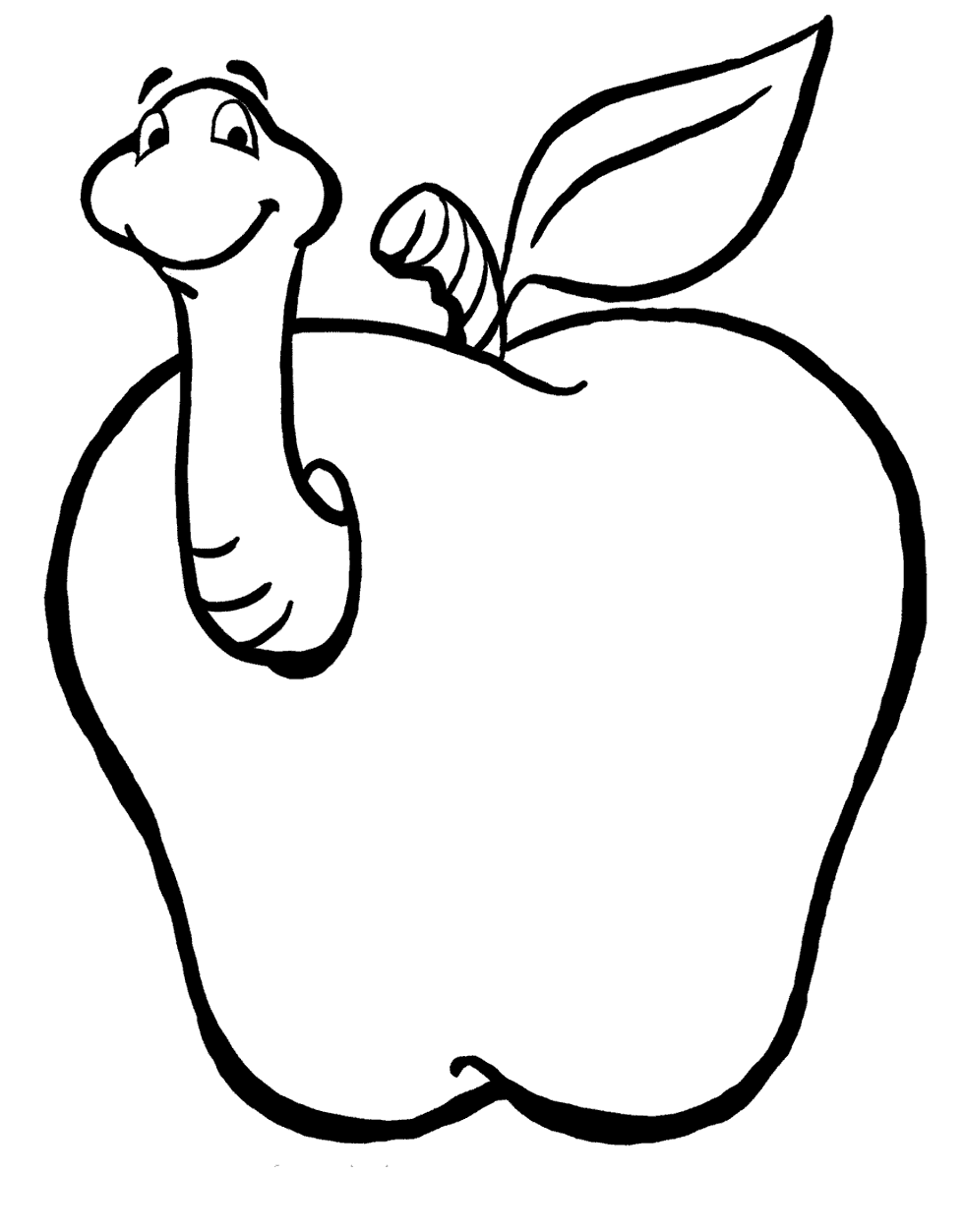 Worm in Apple Coloring Pages