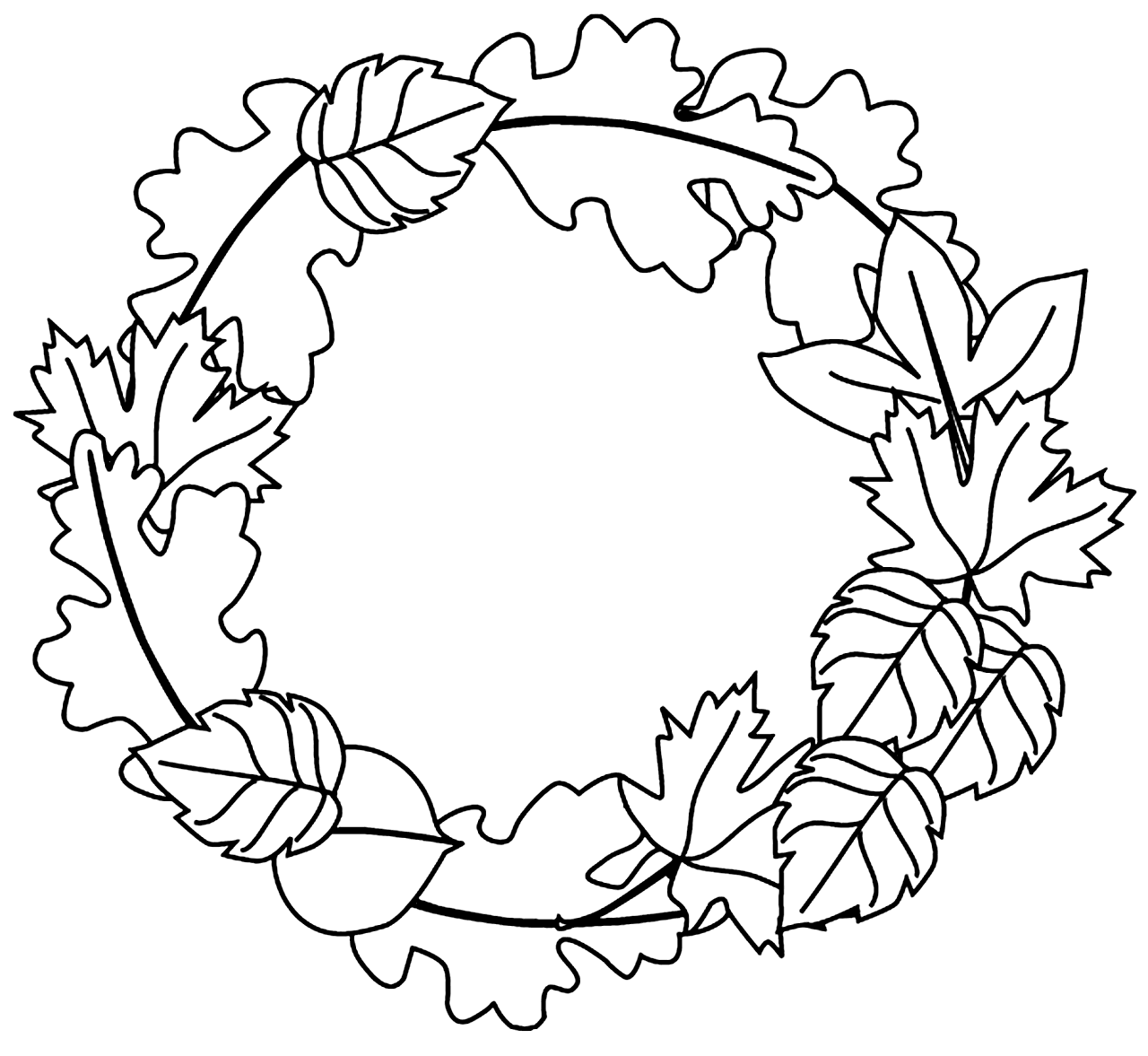 Wreath Of Leaves Coloring Page