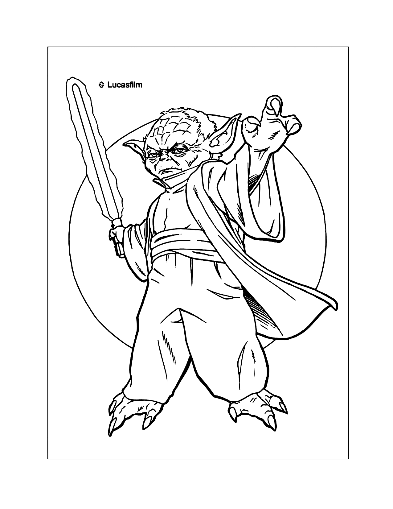 Yoda Using The Force Star Wars Coloring Page