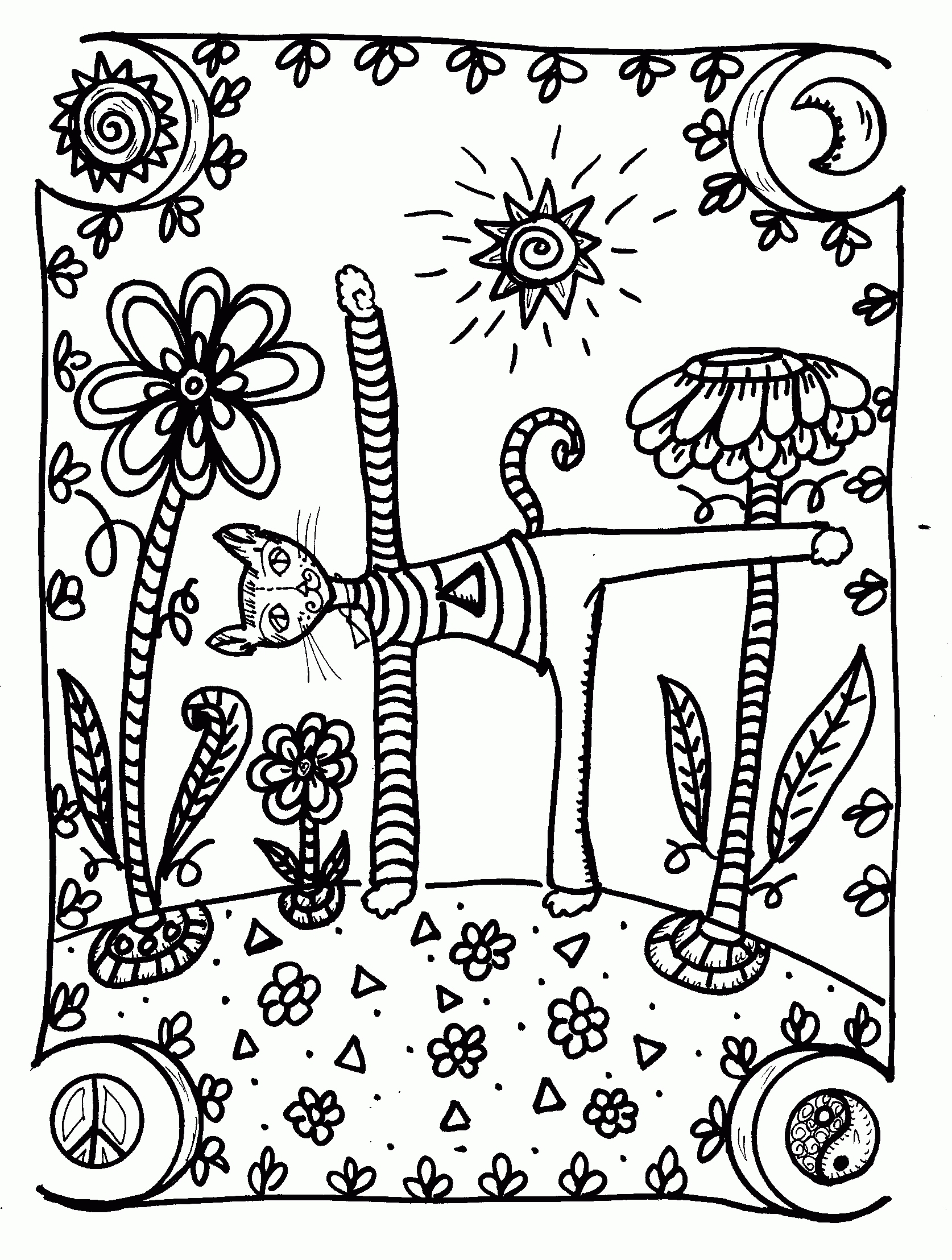 Yoga Cat Coloring Page