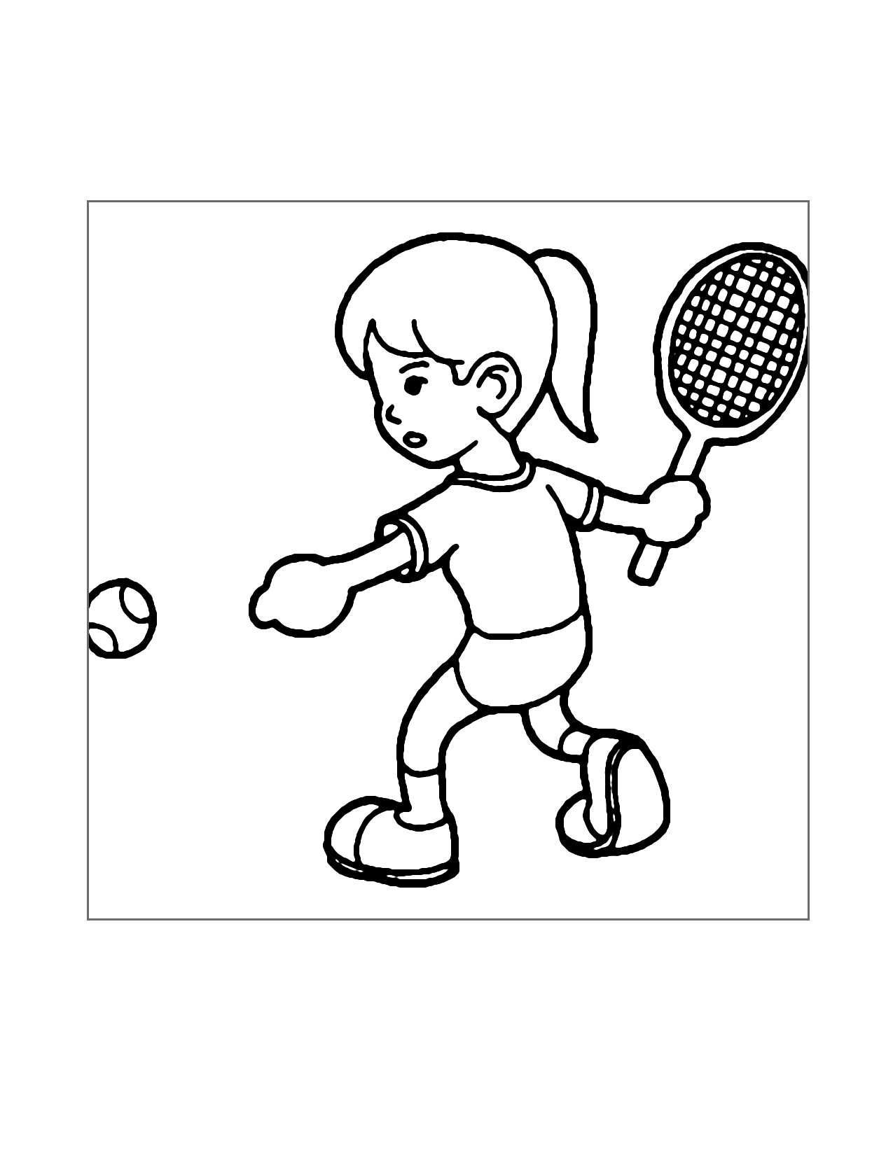 Young Girl Playing Tennis Coloring Page