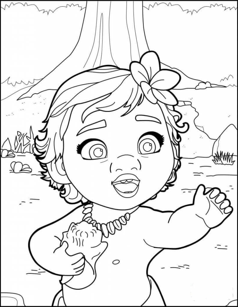 Young Moana Printable Disney Coloring Pages