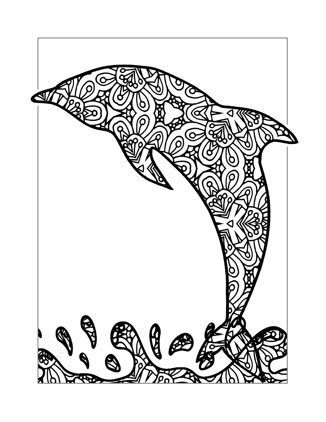 Zen Dolphin Coloring Page