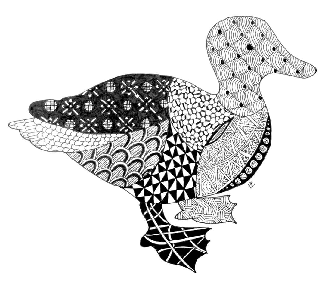 Zen Duck Coloring Pages for Adults