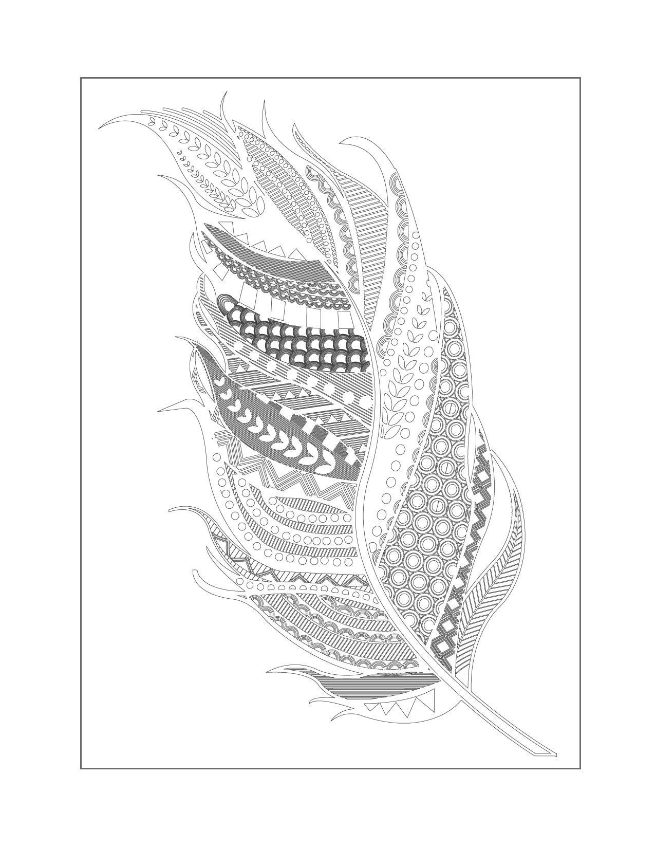 Zen Feather Coloring Page