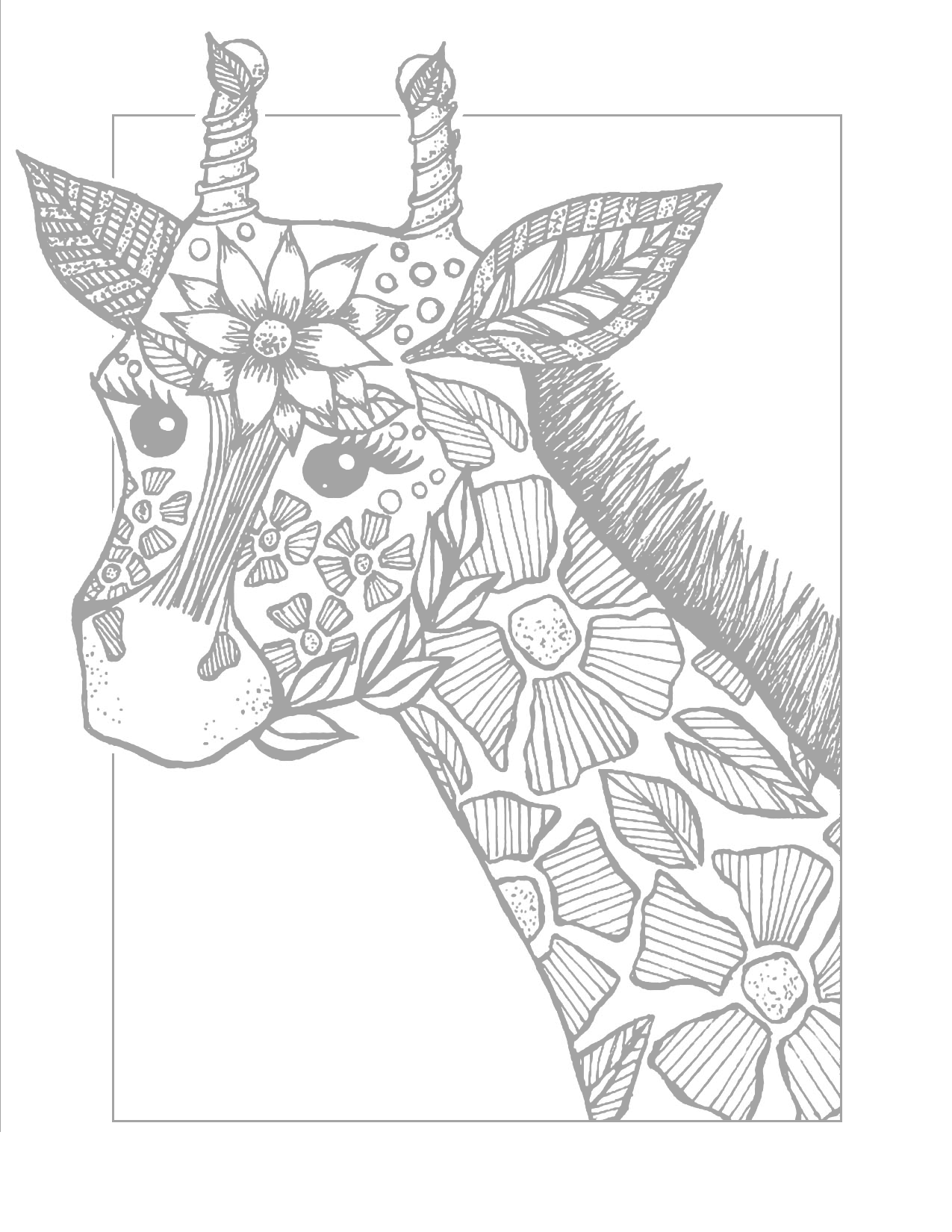 Zen Giraffe Traceable Coloring Page