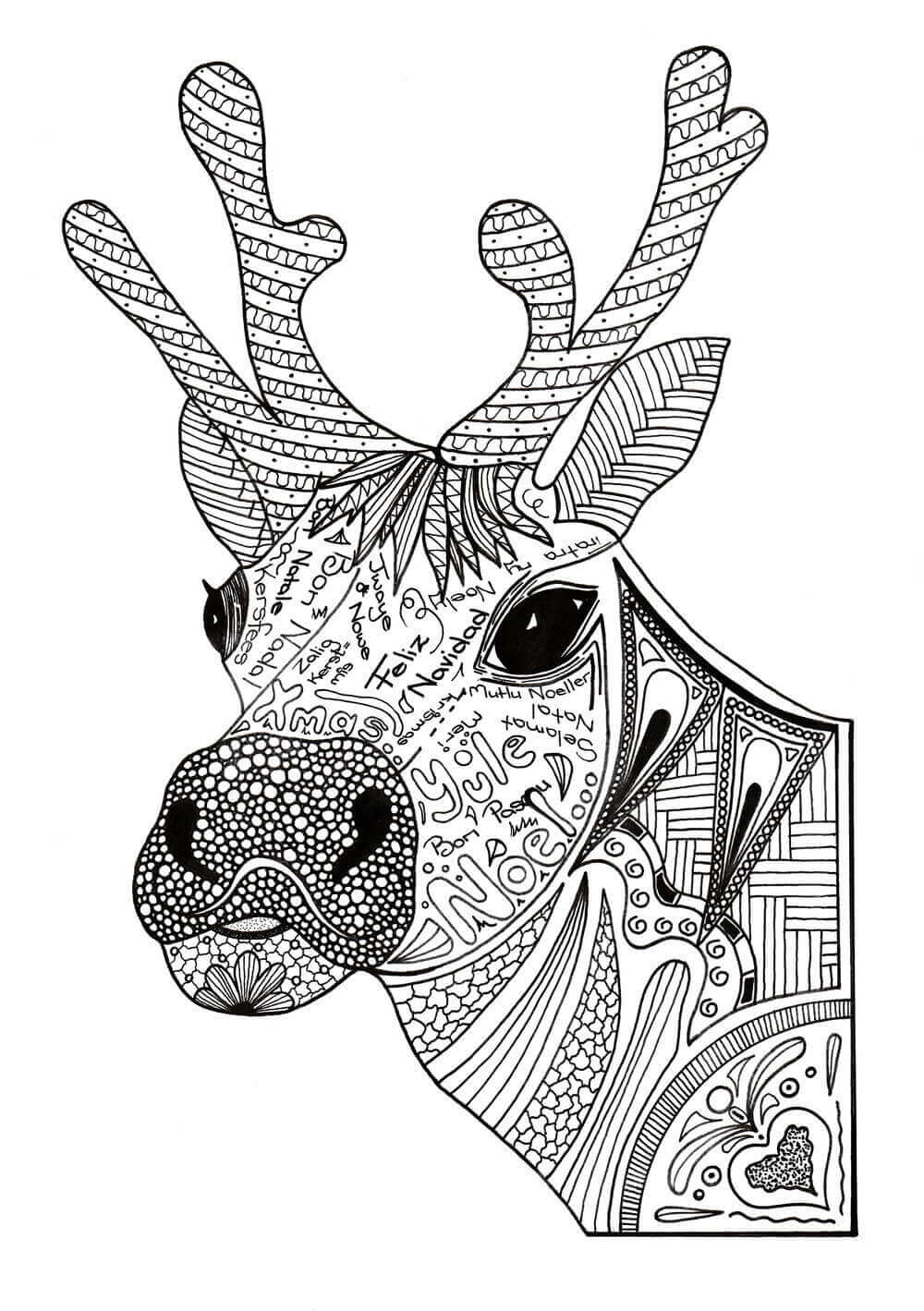 Zen Reindeer Coloring Pages