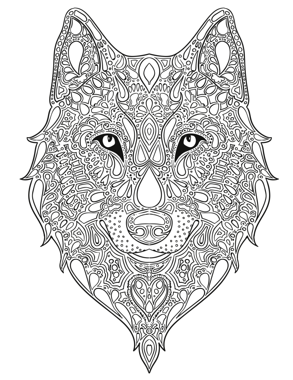 Zen Wolf Coloring Page For Adults2