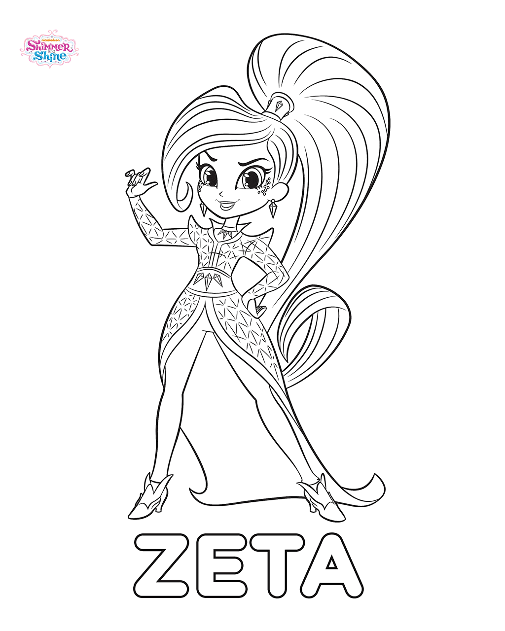 Zeta Shimmer and Shine Coloring Pages