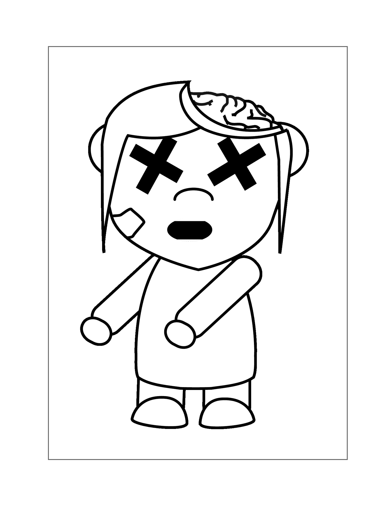 Zombie Girl Xeyes Coloring Page