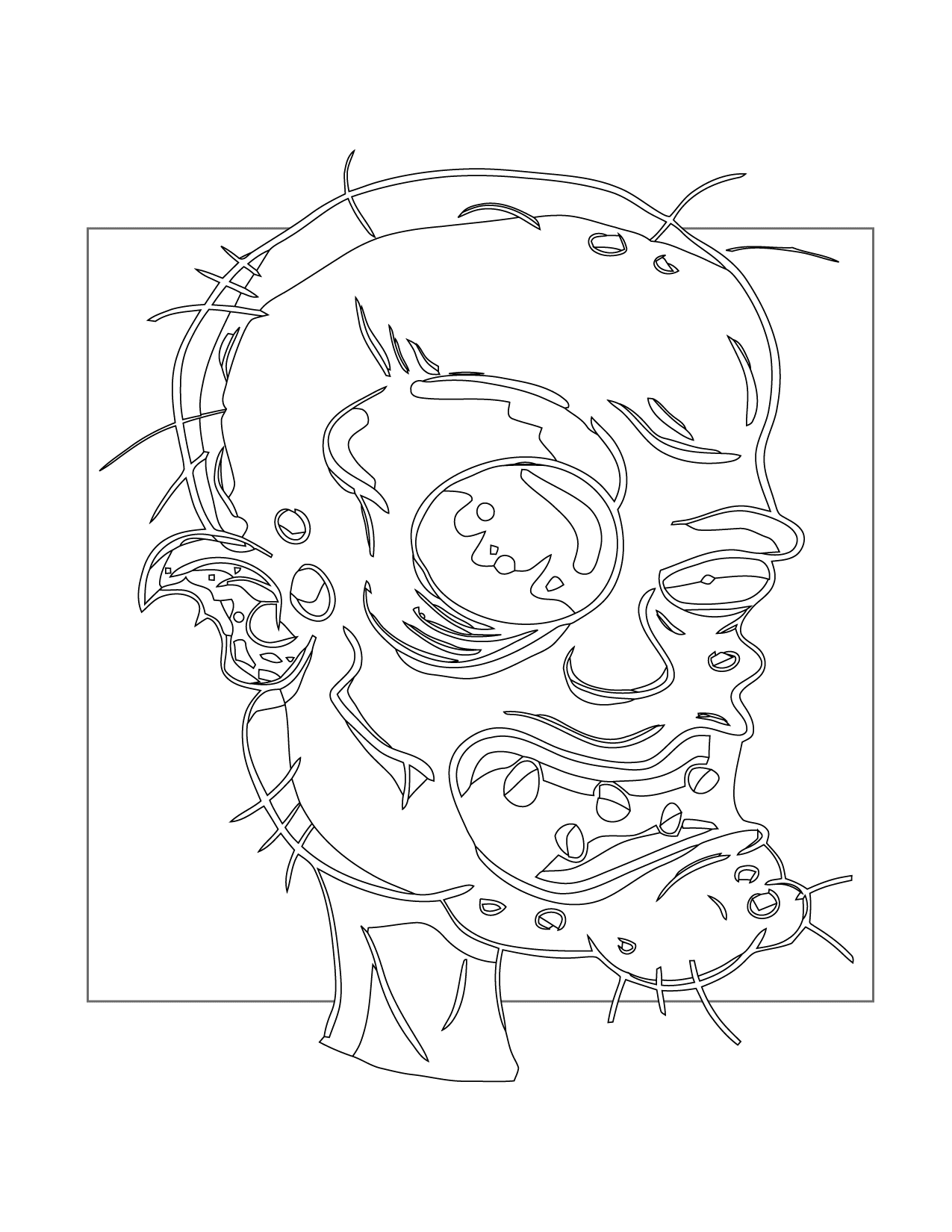 Zombie Head Coloring Page