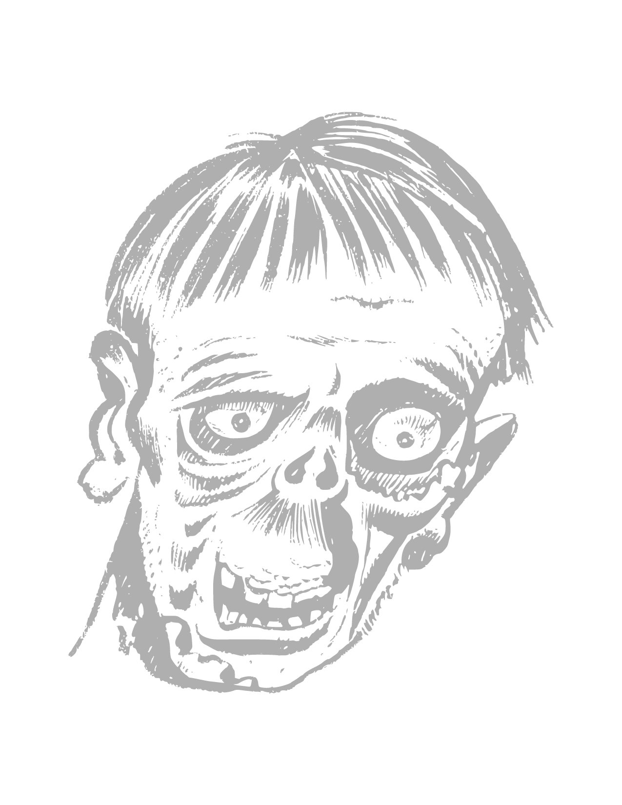 Zombie Head Traceable Coloring Page