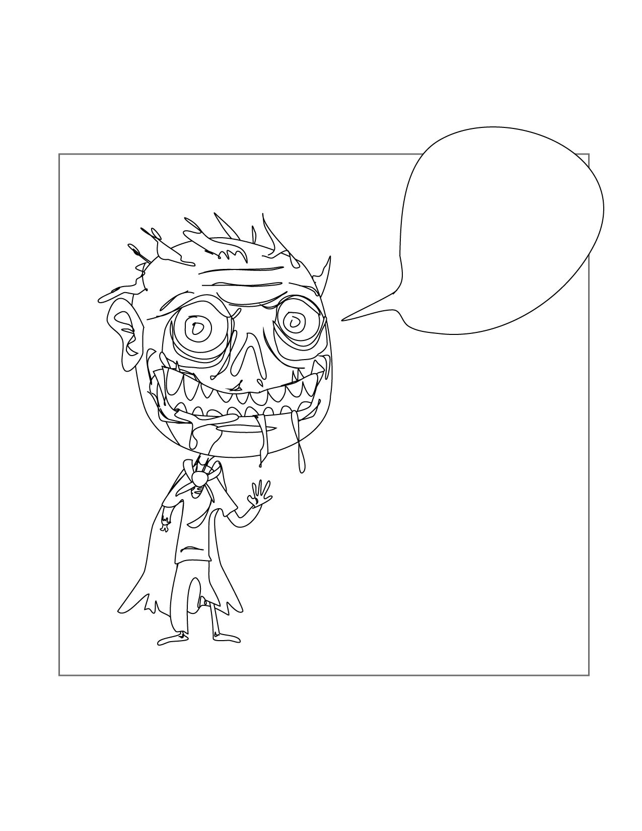 Zombie Says Coloring Page