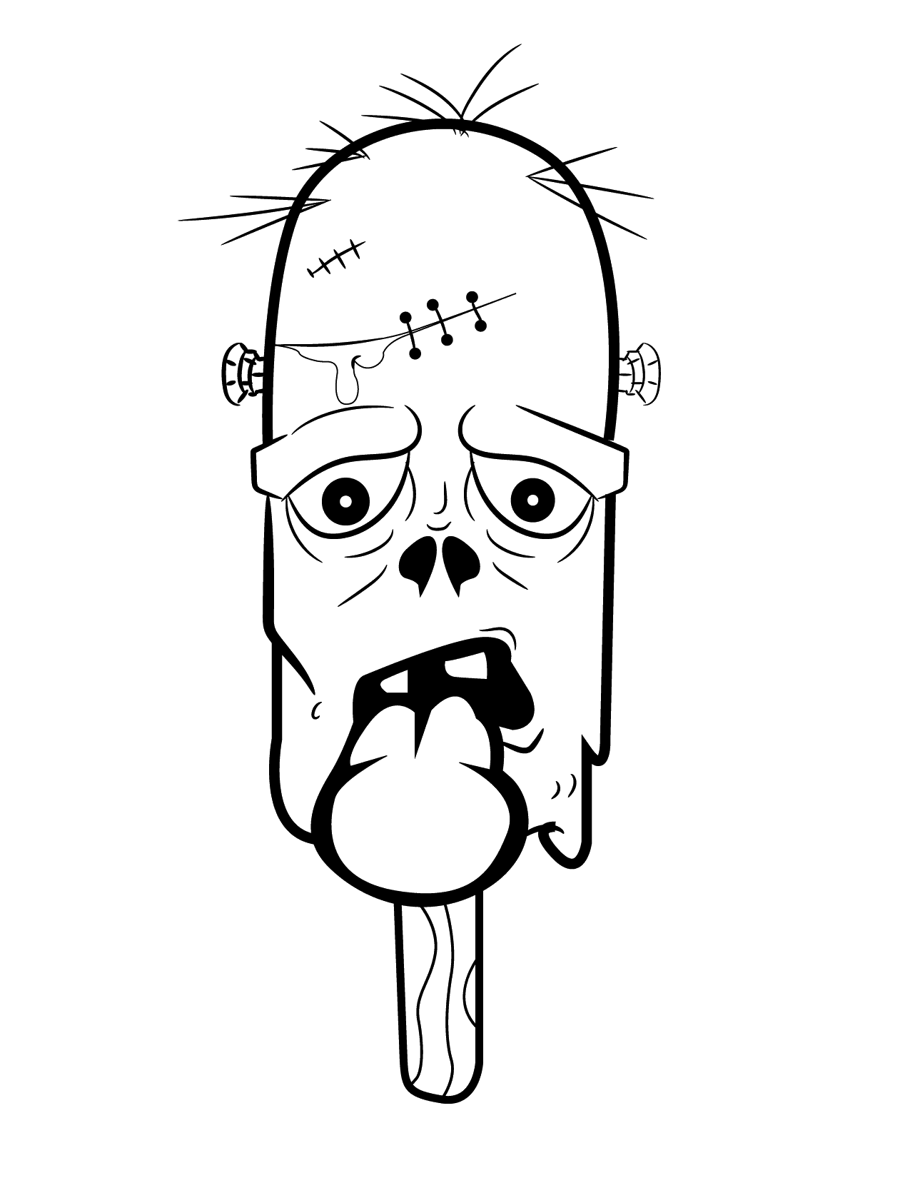 Zombie On A Stick Coloring Page