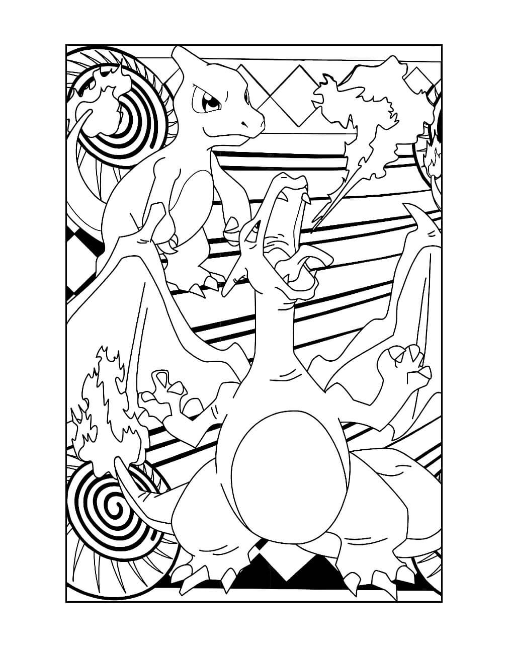 pokemon coloring charizard and charmelion